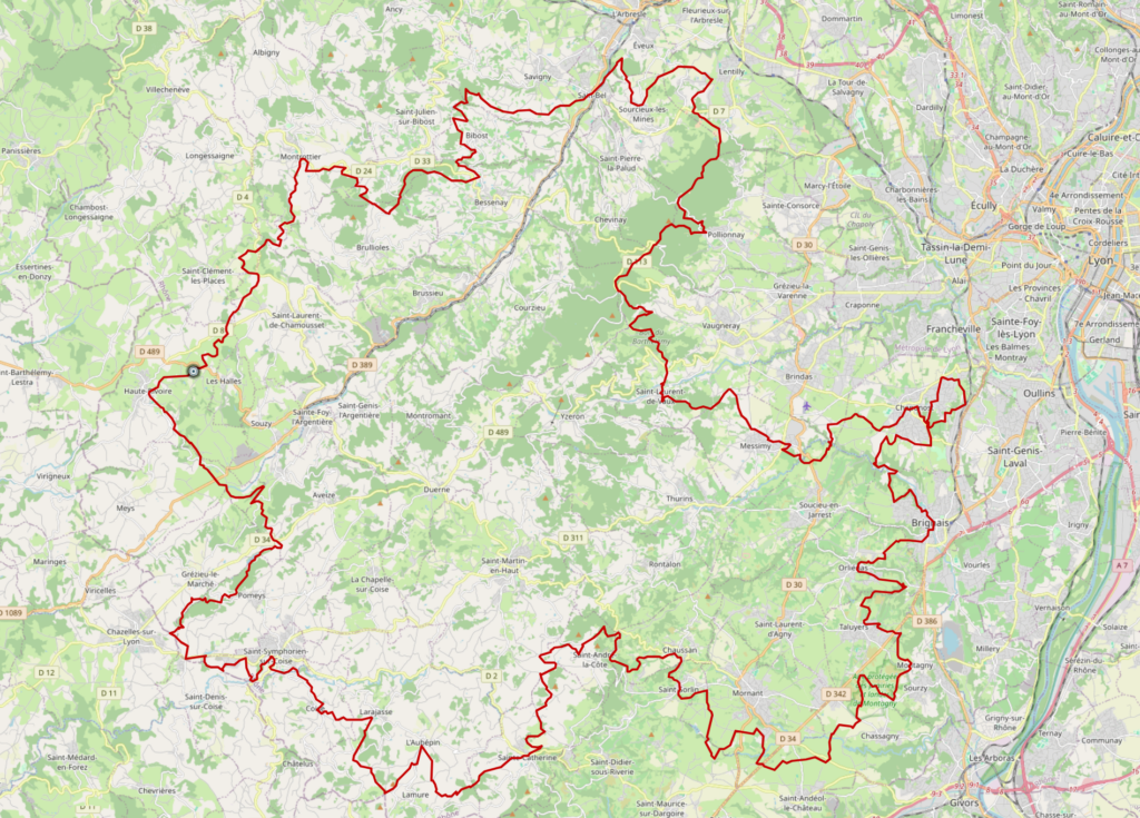 Grand tour des monts du lyonnais itinéraire carte